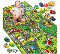 Tappetino gioco bambini auto veicoli 12 pezzi gioco città plastica