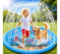 Tappetino Gioco d'Acqua, 170CM Splash Pad per Bambini Cani, Antiscivolo Tappetino Gioco Acqua, Tappetino Spruzzi d’Acqua per Giardino Estate Outdoor