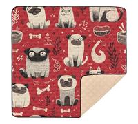 Tappetino grande ed elegante per bambini a forma di simpatico cane in stile cartone animato rosso, per giocare sul pavimento, per interni ed esterni, resistente all'acqua, pieghevole, tappetino per