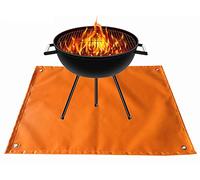 Tappetino ignifugo per braciere - Coperta ignifuga per barbecue e fornello da campeggio, 100 x 100 cm, protezione per barbecue all'aperto, patio, prato, resistente, arancione