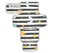 Tappetino impermeabile riutilizzabile a righe bianche e nere con sole luna stella con tasca in tessuto impermeabile pad per bambino con cuscino integrato cambiadores de pa?ales para Bebes