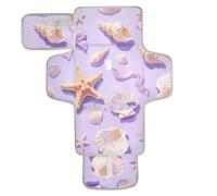 Tappetino impermeabile riutilizzabile con tasca in tessuto per fasciatoio, leggero e pieghevole, con conchiglie di stella marina viola