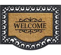 Tappetino in cocco per interni ed esterni, in fibra di cocco, 60 x 80 cm, con scritta "Welcome", con scritta "Ornamenti come tappetino per la pulizia, per esterni, per porta di casa, corridoio,