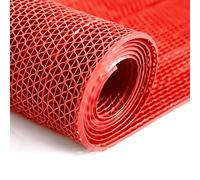 Tappetino in gomma per pavimenti con drenaggio in Tappetino di drenaggio in PVC grigio, confezione da 12, misure multiple, spessore 4,5 mm/5 mm, a forma di S, cavo, taglio libero(Red,90x500x0.45cm)