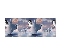 Tappetino in gomma per tastiera, 30,5 x 80 cm, con stampa di pinguino felice, morbido e spesso, per proteggere la scrivania per ufficio e computer di studio