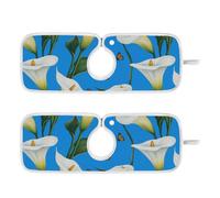 Tappetino in pietra asciutta per lavello da cucina ad asciugatura rapida appendibile 2 tappetini di scarico per cucina cucina bagni 35,5 cm Calla Lily Flower Blue