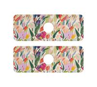 Tappetino in pietra diatomacea per lavello da cucina, 2 tappetini in pietra per la cucina, previene l'accumulo di umidità, 37,3 x 13,7 cm, fiori dai colori tenui impressionisti