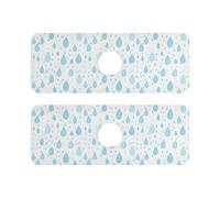 Tappetino in pietra diatomacea per lavello da cucina previene l'umidità 2 tappetini per lavello da cucina Previene l'accumulo di umidità, 37,3 x 13,7 cm, gocce di pioggia blu chiaro