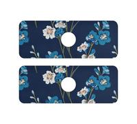 Tappetino in pietra diatomacea per lavello da cucina, riutilizzabile e decorato, 2 pezzi, opaco, per lavello da cucina, paraspruzzi e protezioni, 37,3 x 13,7 cm, fresia, carbone, indaco