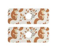 Tappetino in pietra diatomacea per lavello da cucina, riutilizzabile e decorato, 2 tappetini per lavello da cucina, paraspruzzi e protezioni 37,3 x 13,7 cm, motivo scoiattolo carino, arancione