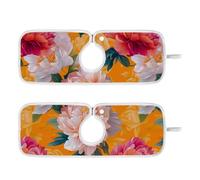 Tappetino in pietra essiccante per lavello da cucina riutilizzabile e decorato tappetino da appendere per lavello paraspruzzi per cucina bagni 59,9 cm - Peonie dei cartoni animati fiore arancione