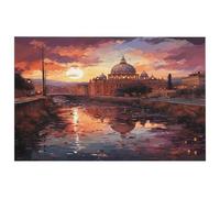 Tappetino in pile di cristallo, stuoia da picnic stampata tramonto di Roma,Tappetino da picnic durevole,Tappetino da picnic all'aperto,Campeggio Picnic Mat