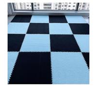 Tappetino in schiuma morbida, 12 pezzi extra large di peluche ad incastro, piastrelle morbide for tappeti, tappeto puzzle, tappetino da gioco con bordo(Black+blue,1 x 1 cm (Square))