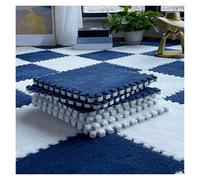 Tappetino in schiuma morbida, Tappeto puzzle in peluche quadrato da 12x12 pollici, piastrelle for tappetino in schiuma ad incastro con bordo, 16 pezzi(White+navy Blue)