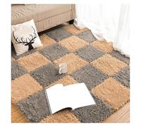 Tappetino in schiuma morbida, Tappeto quadrato in schiuma di peluche Shaggy con bordi, soffice tappeto puzzle morbido da 12x12 pollici, 12 pezzi(Khaki+gray)