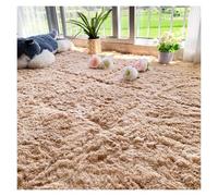 Tappetino in schiuma morbida, Tappeto quadrato in schiuma di peluche Shaggy con bordi, soffice tappeto puzzle morbido da 12x12 pollici, 12 pezzi(Khaki)