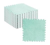 Tappetino in Schiuma Peluche da 10 Pezzi, Piastrelle Quadrate Ad Incastro, Tappeti Antiscivolo per la Decorazione della Camera da Letto del Salotto, 12,2 X 11,8 Pollici (Verde
