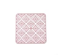 Tappetino in silicone con scarico cavo con resistenza al calore e antiscivolo, progettato per asciugare i piatti e proteggere i ripiani della cucina dal calore (rosa 30 x 30 cm)
