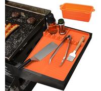 Tappetino in silicone con vassoio antigoccia, resistente al calore, spatola e contenitore per grasso, ideale per cucinare all'aperto