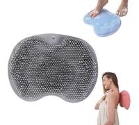 Tappetino in silicone per la pulizia dei piedi, per la doccia e la schiena, con ventose antiscivolo da parete, con fori di scarico, facile da pulire (grigio)
