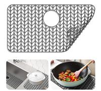 Tappetino in Silicone per Lavello da Cucina Pieghevole - Tappetino Lavandino Cucina - 3 Modelli Nero o Grigio - con Fori Drenaggio per Cucina Bagno - Foro Superiore (Nero, Foglia)
