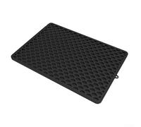 Tappetino in silicone per lettiera per gatti, 46,5 x 32,5 cm, a doppio strato, rimovibile, pieghevole, con carta abrasiva lavabile ad acqua, colore nero