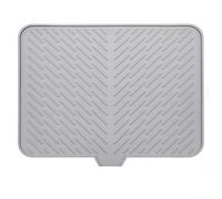 Tappetino in silicone termoisolante per asciugare i piatti da cucina, con cuscinetto antiscivolo e beccuccio di scarico inclinato per dirigere l'acqua per un'asciugatura più rapida