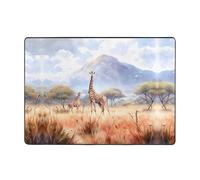 Tappetino in tessuto, 203 x 147 cm, motivo giraffa africana, antimacchia, decorazione per casa, camera da letto, ufficio