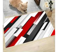 Tappetino Ingresso Interno Illusione Visiva 90x150 cm, Zerbino Ingresso Casa Geometria Astratta Futuro Zerbini di Benvenuto Assorbente Tappeto Antiscivolo Lavabile per Casa Porta, Corridoio, Rosso
