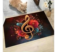 Tappetino Ingresso Interno La Bellezza Della Musica 60x90 cm, Zerbino Ingresso Casa Nota Zerbini di Benvenuto Assorbente Tappeto Antiscivolo Lavabile in Lavatrice per Casa Porta, Corridoio, Rosso