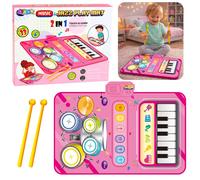 Tappetino interattivo musicale per danza, batteria educativa e pianoforte 2 in 1
