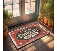 Tappetino invernale accogliente con cioccolata calda: calore, conversazioni sentite e zerbino decorativo per bagno, decorazione per porte autunnali (40 x 60 cm)