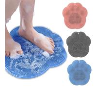 Tappetino lavapiedi per doccia con ventosa antiscivolo, scrubber per piedi e schiena montato a parete aggiornato, tappetino esfoliante in silicone per lavaggio doccia (blu) pink and blue 2 pezzi