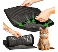 Tappetino Lettiera Gatto 50 x 38 cm, Tappeto in Silicone Inodore, Strato Doppio con Fori Maggiorati