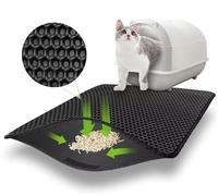 Tappetino Lettiera Gatto, 60 x 45 cm Tappeto Lettiera Gatto Impermeabile Doppio Strato Tappetino per Lettiera Gatto, Grandi Fori Tappetino Gatto Lettiera Tappetino Sottociotola per Gatti