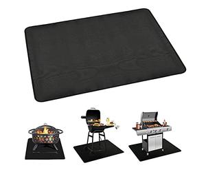 Tappetino Lgnifugo Tappetino a 3 Strati per Pozzo del Fuoco per Coperta - Rettangolo Tappetino per Camino Resistente al Calore, per Braciere, Barbecue, Terrazza, Prato, Patio Esterno 35 * 34CM nero