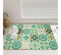 Tappetino Macchina Caffeina, 40 x 50cm Tappetino da Caffè ad Asciugatura Rapida, Scolapiatti Tovagliette diatomee, Assorbente Scolapiatti Morbido Cucina, per Cucine, Lavelli E Bagni (verde)