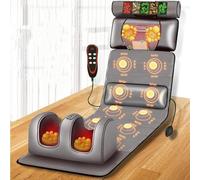 Tappetino massaggiante 3D con calore per tutto il corpo, 10 nodi vibranti per massaggio shiatsu, cuscino regolabile e calore lombare per alleviare il dolore a schiena/collo/spalle