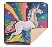 Tappetino morbido e spesso con unicorni dopamina per far giocare il bambino sul pavimento, resistente all'acqua, pieghevole, per bambini, bambini, bambini, bambini, 127 x 127 cm con Musica para Bebes