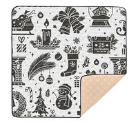 Tappetino morbido e spesso per attività e palestra per bambini, per interni ed esterni, non tossico, per gattonare i bambini, 50 x 50 cm, motivo natalizio nero