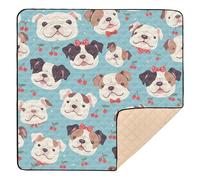 Tappetino morbido imbottito con bulldog e ciliegia, per far giocare il bambino sul pavimento, portatile, pieghevole, per attività di gioco per neonati, 127 x 127 cm per juegos de
