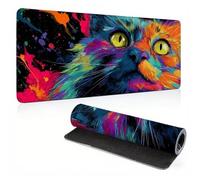 Tappetino Mouse 1200 x 600 x 4 mm Tappetino Mouse Gaming con Impermeabile Base in Gomma Antiscivolo, Bordi Cuciti, Maggiore Precisione e Velocità, Design Moderno Mous Pad XXL colore gatto-3, 0A0-34