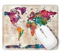 Tappetino Mouse 200 x 150 mm, Tappetino Mouse Colore Piccolo con Motivo, Base in Gomma Antiscivolo Tastiera da Gaming Mousepad Mappa del mondo, Tappeto Scrivania con Bordo Cucito per Ufficio p1j-36