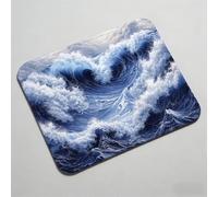 Tappetino Mouse 230x180x3mm, Tappetino Mouse Impermeabile Base in Gomma Antiscivolo con Bordi Cuciti, Durevoli, Mouse Pad Portatile, Design Moderno, Mousepad per PC e Laptop onde blu 0O-317