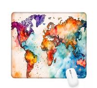 Tappetino Mouse 240x200x3mm, Tappetino Mouse colorato Piccolo, Impermeabile e Antiscivolo Tastiera da Gaming Mousepad, Mappa del mondo Tappeto Scrivania con Bordo Cucito per Ufficio Accessori J-117