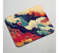 Tappetino Mouse 240x200x3mm, Tappetino Mouse con Bordi Cuciti, Impermeabile e Antiscivolo, per Maggiore Precisione e Velocità, Piccolo Tappetino Portatile, astratto onde, Regalo Uomo 0O-183