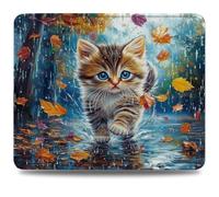 Tappetino Mouse 24x20 cm, Tappetino Scrivania, Bordi Cuciti Anti-Sfilacciamento, Impermeabile e Antiscivolo, Portatile Mouse Pad per PC, MacBook, Laptop Migliora Precisione Gatto Foglie d'acero 0d-681