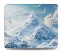 Tappetino Mouse 24x20 cm, Tappetino Scrivania, Bordi Cuciti Anti-Sfilacciamento, Impermeabile e Antiscivolo, Portatile Mouse Pad per PC, Laptop Migliora la Precisione Blu Montagna innevata 0d-597