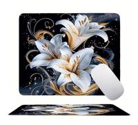 Tappetino Mouse 250 x 200 x 3mm, Bianco Giglio Mouse pad Piccolo, Mousepad per Gioco ad Alta Precisione, Impermeabile e Facile da Pulire, con Base in Gomma Antiscivolo, Lavoro Ufficio Casa s0z-116