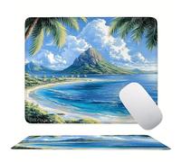 Tappetino Mouse 250 x 200 x 3mm, Blu Spiaggia Mouse pad Piccolo, Mousepad per Gioco ad Alta Precisione, Impermeabile e Facile da Pulire, con Base in Gomma Antiscivolo, Lavoro Ufficio Casa s0z-80